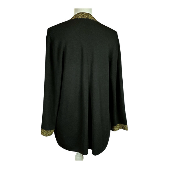 Eileen Fisher Cardigan Size Medium Black Gold Gala Dressy Party Glam Cocktail - Picture 2 of 7